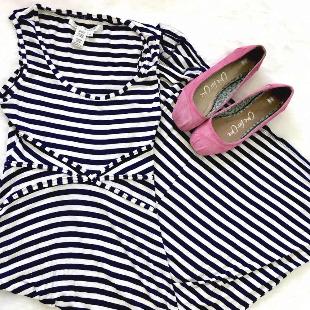 Max Studio Classic Navy Stripe Maxi